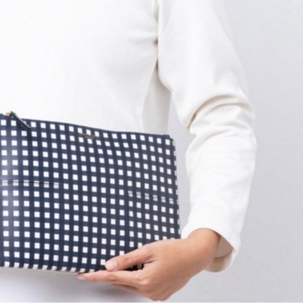 Navy TORY BURCH Plaid Pouch